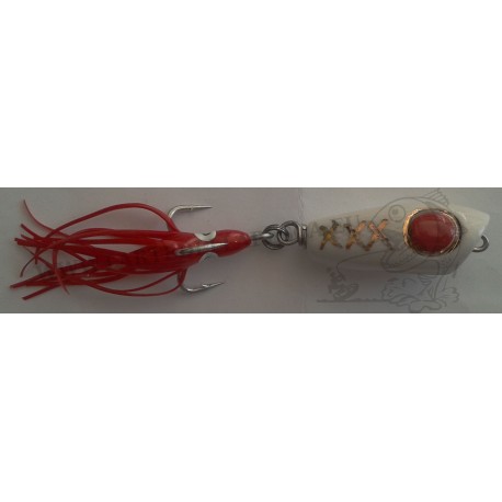 ESCA ARTIFICIALE IN CERAMICA TOP WATER POPPER MARK WHITE LURES SURFACE PLUG 42GR COL. NERO - BIANCO - ROSSO - AZZURRO