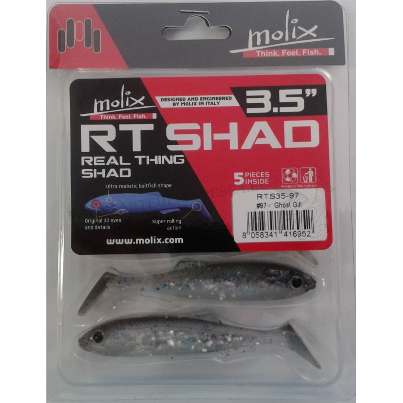 Esca Siliconica Molix Real Thing 3.5" Shad Pesca Spinning Bass Lucci Trote CSP