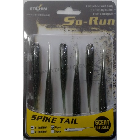 ESCA ARTIFICIALE IN GOMMA STORM SO-RUN SPIKE TAIL 4" 10CM 4GR COL. SS SILVER SHINER