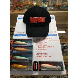 Offerta Lotto 5 Rapala Squid 9cm + Cappellino Rapala Omaggio 