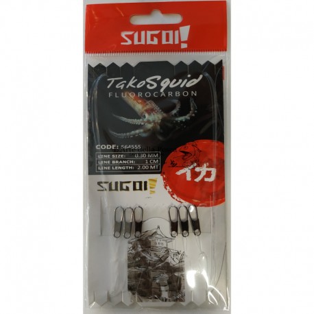 Monture De Pêche Tako Squid Fluorocarbone 2m - Avec 3 Accoudoirs Et Mousquetons - Pour Pêche Au Calamar/Tataki (Lot De 2)